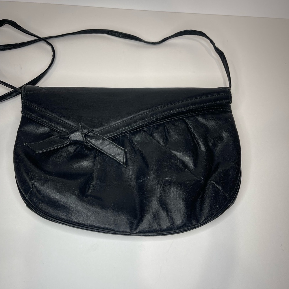 Vintage Fashion Right Black Faux Leather Clutch / Purse 1980’s
